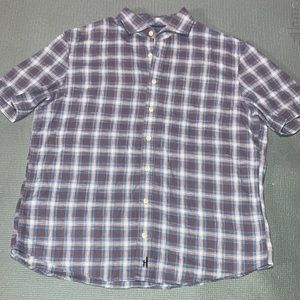 Johnnie-O Hangin’ Out Button Down/Up Short Sleeve Plaid Shirt w/Pocket Medium